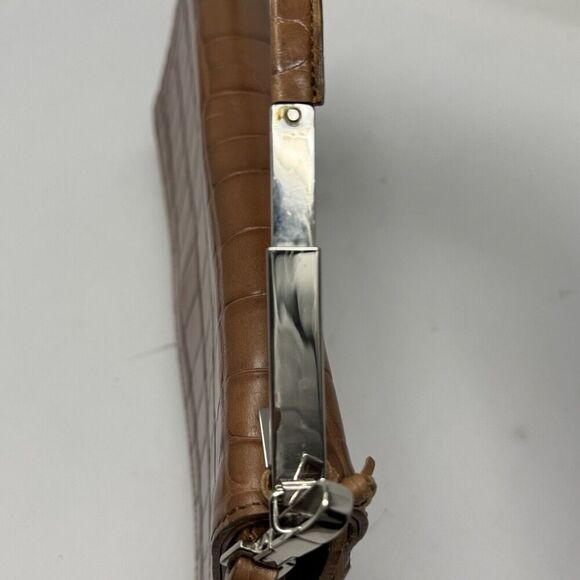 Antonio Melani Brown Croc Embossed Top Handle Structured Purse W/Crossbody Strap - Picture 10 of 13